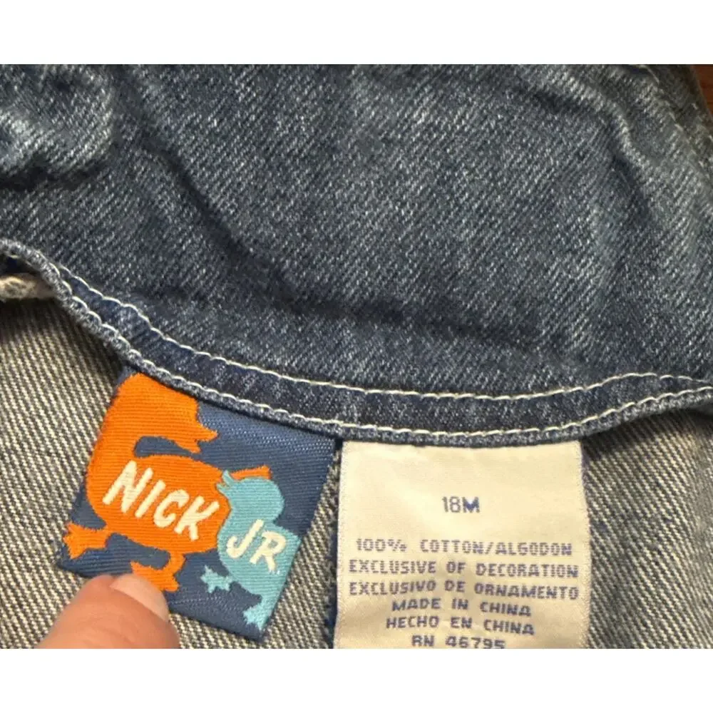 VTG Nick JR Blue's Clues Blue Denim Overall Shortalls Embroidered 18 Months